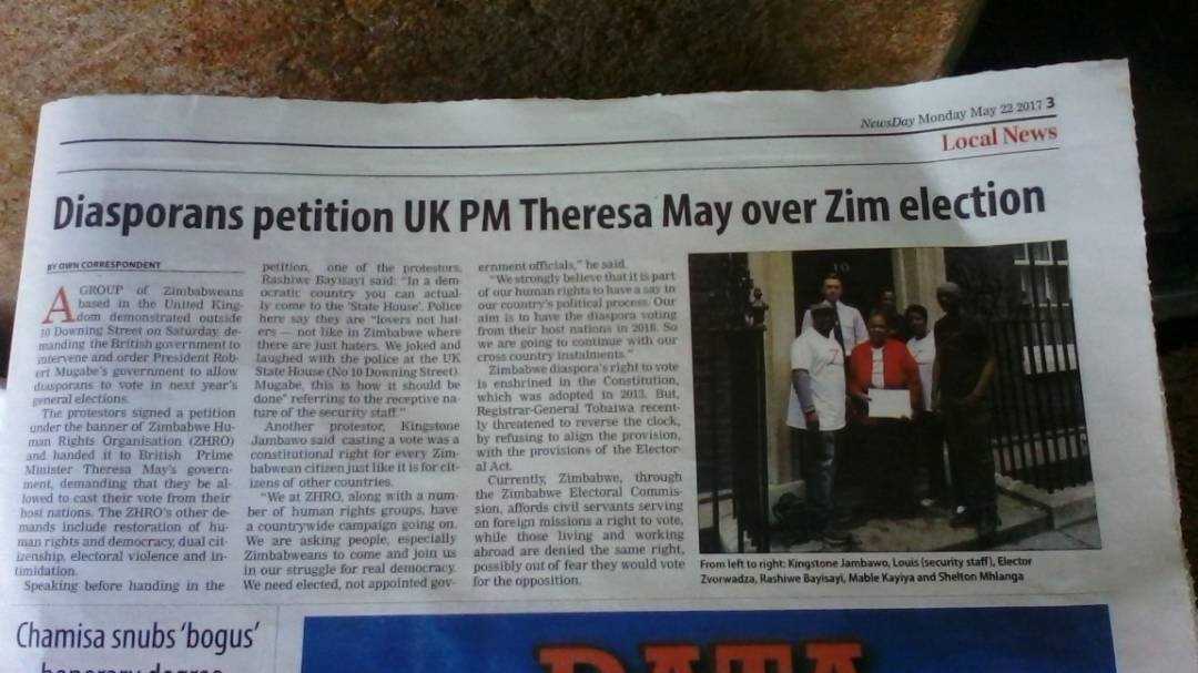 Printed Press Coverage- Zimbabwe
