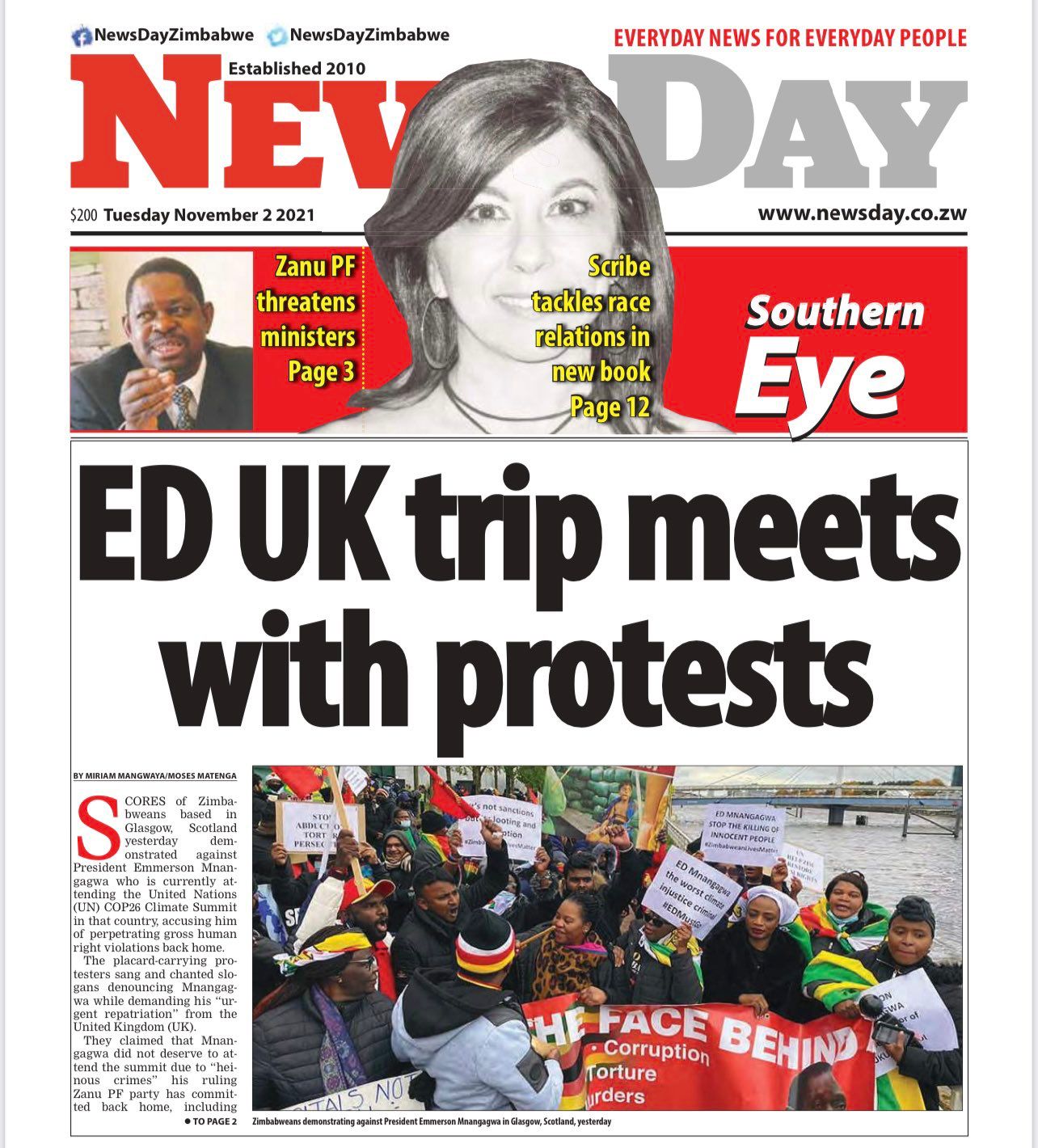 NewsDay Zimbabwe Reports our Protest